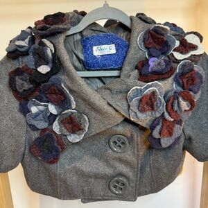 Chic Handmade Crop Shrug with Felt Floral Accents